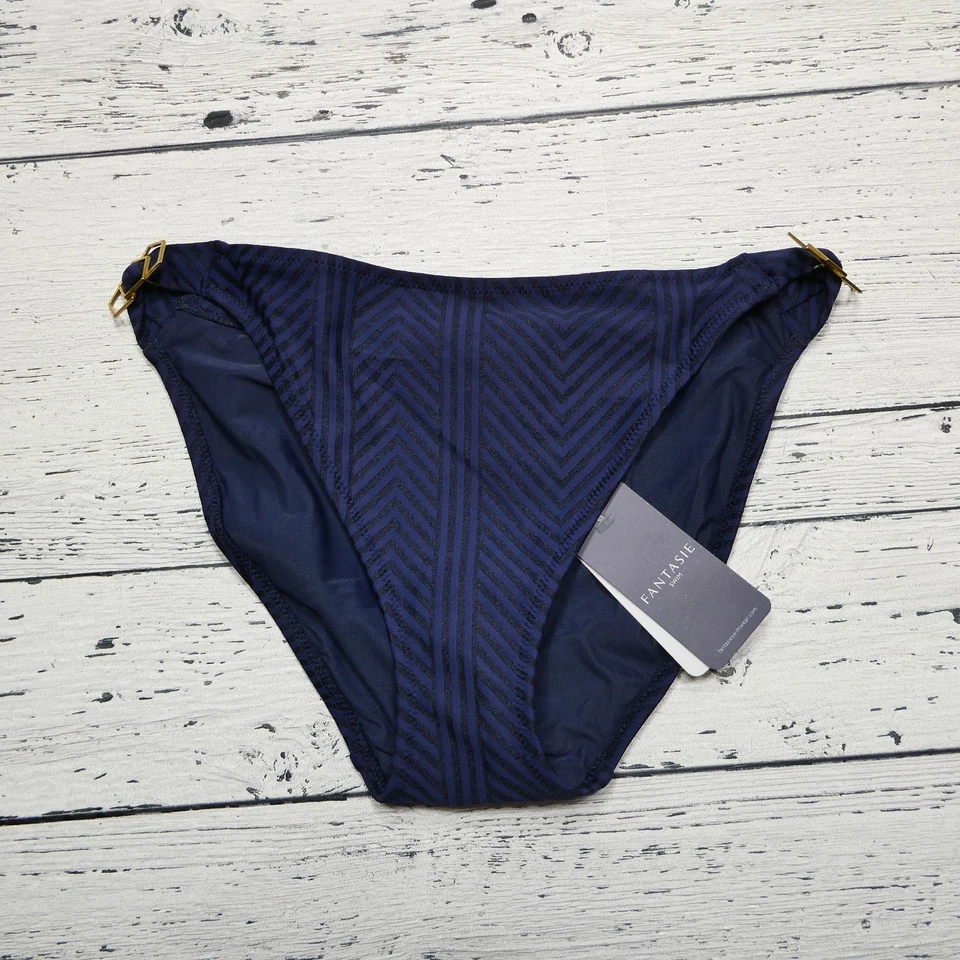 Parte inferior de bikini Fantasie para mujer pequeña azul marino larga lengüeta traje de baño FS6905INK Foto 1 de 4