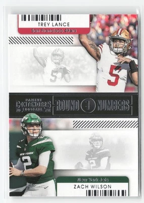 2021 PANINI CONTENDERS ROUND ZACH WILSON TREY LANCE #RN-TLA RC 49ERS JETS - Image 1 of 3