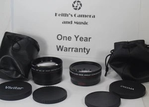 Vivitar 58mm Wide Angle & Telephoto lens set for Camera Camcorder Nikon Canon + - Picture 1 of 18
