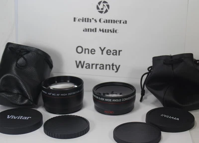 Vivitar 58mm Wide Angle & Telephoto lens set for Camera Camcorder Nikon Canon + - Image 1 of 4