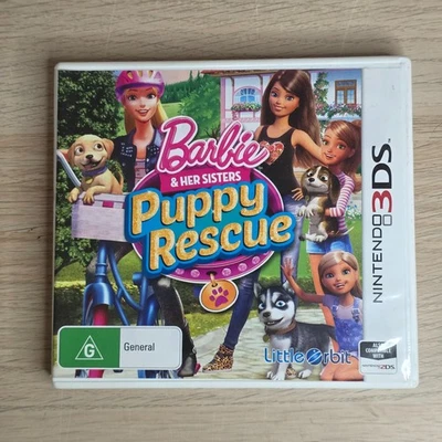 Barbie & Her Sisters Puppy Rescue Nintendo 3DS Video Game PAL + Manual 2015 - Image 1 of 4