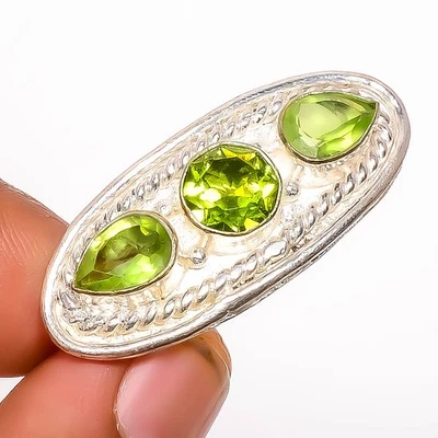 Peridot Gemstone Silver Plated Jewelry Ring s.6 TR7508-2108 - Image 1 of 3