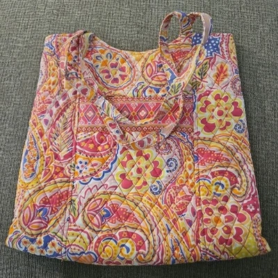 Bolso de mano acolchado de algodón estampado cachemir rosa para mujer Bolso de compras Bolso de hombro 14" Foto 1 de 4