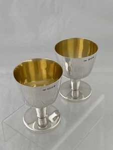 Sterling Silver Goblets or Wine Cups PAIR 1968 London ANTHONY HAWKSLEY Wedding - Picture 1 of 12