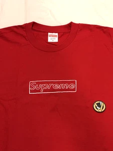 BNWT NEW SUPREME SS21 KAWS CHALK LOGO TEE MEDIUM RED T-SHIRT Box Bogo - Picture 1 of 9