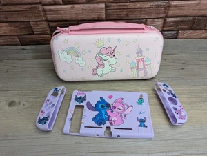 Nintendo Switch Pink Unicorn Carrying Case W/ Stitch & Angel Protective Cover - Picture 1 of 12