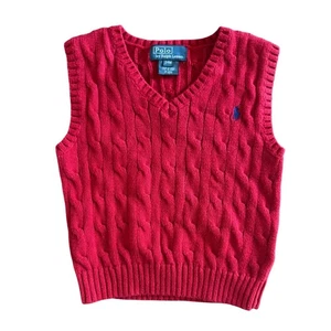 Polo Ralph Lauren Niños Pequeños Rojo Cable Tejido Chaleco 24M Sin Mangas Suéter - Imagen 1 de 6