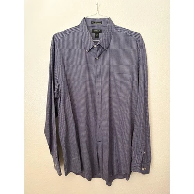 Harold Powell Wrinkle Resistant Gingham Checker Button Down Shirt Career Office - Image 1 of 3