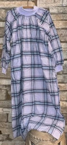 Vermont Country Store Long Nightgown Flannel Plaid Turtleneck Size XL - Picture 1 of 15