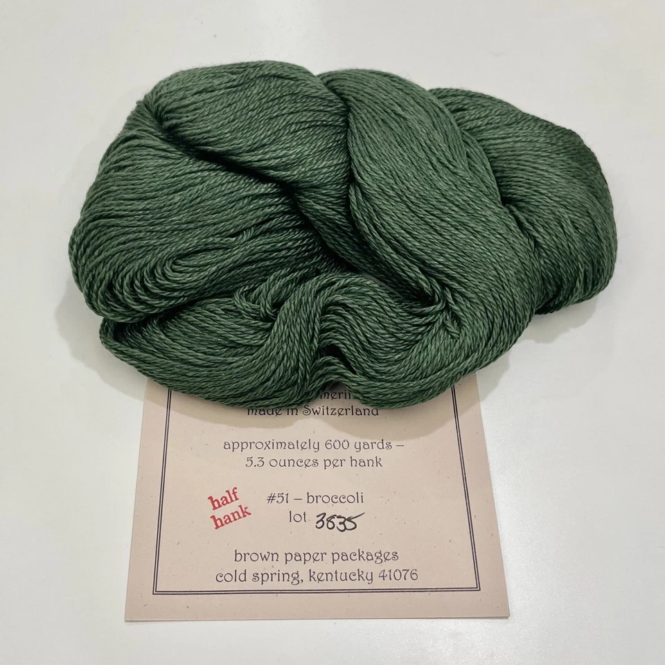 Silk &Ivory silk wool blend yarn #51 Broccoli green 1/2 hank needlepoint knit - Image 1 of 1