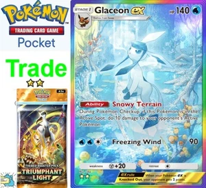 Pokemon TCG Pocket Trade Glaceon [Rainbow] Pack A2a Triumphant Light - Picture 1 of 1