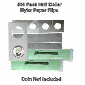 500 Cardboard/Mylar 2x2 Coin Holder Flips for Half Dollar 30.6mm, by Guardhouse - Picture 1 of 5