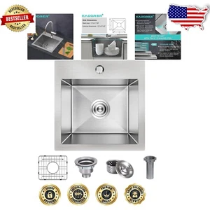 Compact Rectangular Kitchen Prep Sink - 15 Inch Drop-In Single Bowl Design - Picture 1 of 8