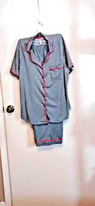 NWOT Joyspun pajama set Gray with Hot Pink Trim Sz L - Picture 1 of 9