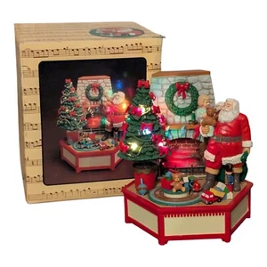 Vintage Enesco Small World Of Music A Visit From Santa Claus 551368 Works Box Video - Bild 1 von 24