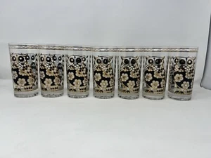 Cera Glaswaren 22k Gold Eule und Blume Longdrinkgläser Mid Century Mod - 7er Set - Bild 1 von 15