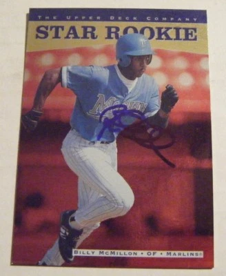 BILLY McMILLON signed MARLINS 1996 Upper Deck baseball card AUTO CLEMSON TIGERS - Image 1 of 2