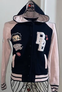 Universal Studios Betty Boop Letterman Varsity Jacket Pink Black Embroidered XS - Picture 1 of 5