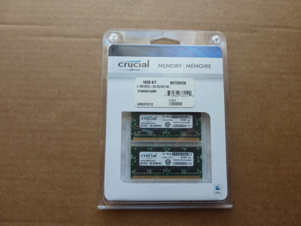 Crucial 16GB (2 x 8GB) PC3-12800 (DDR3-1600) Memory - CT2K8G3S160BM Mac - Image 1 of 1
