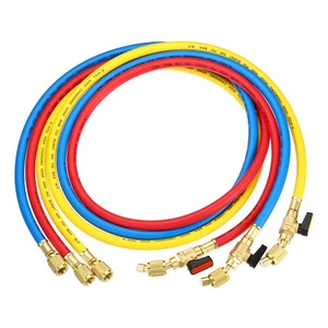 3pcs 1/4 SAE Refrigerant Charging Hose 4.9ft 800 PSI 4000 PSI Manifold Gauge - Picture 1 of 6