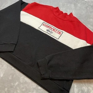 Corvette Logo Cropped Sweatshirt Womens L Color Block Embroidered Chemistry - Picture 1 of 8