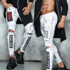 By Alina Herren Skinny Boyfriend Jeans Knöcheljeans Destroyed Weiß W29-W36 - Bild 1 von 2