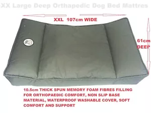 More details for xx large orthopaedic dog bed/mattress. 10cm thick soft memory foam spun fibres