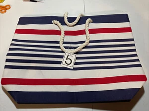 Neu Tote Style Strandtasche Sand Sommer Rot Weiß Blau - Bild 1 von 4