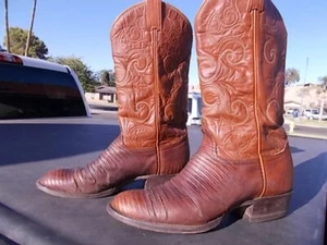 Distressed Lizard Skin Tony Lama  Western Cowboy Boots  Men's Size  8 1/2 D - Picture 1 of 12