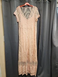 Torrid Dress Peach Lace Button Front Maxi Long Special Occasion Wedding Size 1 - Picture 1 of 8