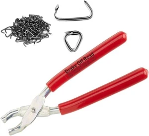 Kit de alicates de anillo de cerdo con juego de herramientas de 100 piezas de anillos para cubierta de asiento tapicería roja..W - Imagen 1 de 4