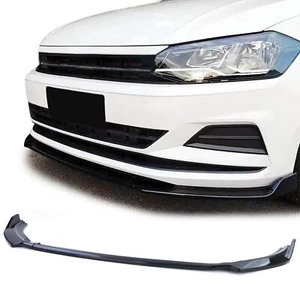 For VW Polo VI 2G Aw Since 2017- Front Spoiler Lip Black Gloss - Picture 1 of 4
