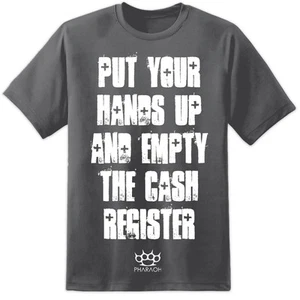 Mens Funny HANDS UP Joke Humour Stag Do Gangster Grime Hip Hop Snoop Dre Drake T - Picture 1 of 4