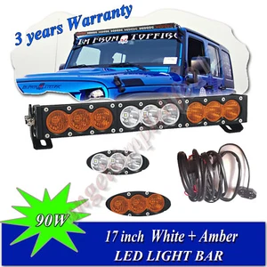 16 Inch 90W Single Row LED Light Bar Spot Flood Combo Work Car ATV SUV 4WD Truck - Picture 1 of 9