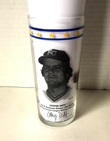 MLB 1977 George Brett SOUVENIR DRINKING GLASS Kansas City Royals HOF Cover