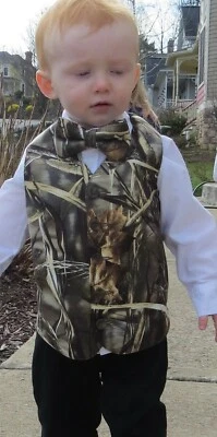 Realtree Max-4 Camo Full Back adjustable formal wedding vest Boy kids childs - Image 1 of 2