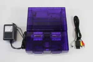Super Nintendo Transparent Clear Purple Console SNES SFC Converted AC Adapter AV - Picture 1 of 11