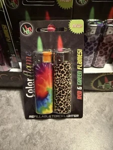 4 Pkgs Color Flame Fire Butane Colorflame Colorful Torch Refillable Lighters - Picture 1 of 2