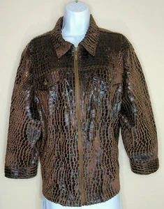 Ruby Rd. Jacket Brown Faux Leather/Suede By Sz. 22W Brown Animal Skin Pattern - Picture 1 of 8