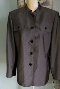NEW Valerie Stevens Womens Sz 14 Gray Urban Edge Suit Jacket 28" Length