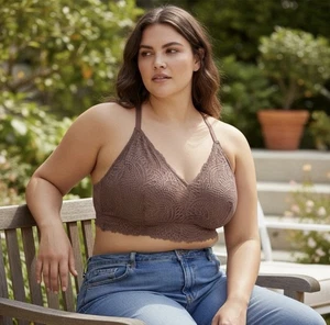 Maurice’s Dusty Mauve Padded Racerback Lace Bralette 3X Feminine Romantic Date - Picture 1 of 8