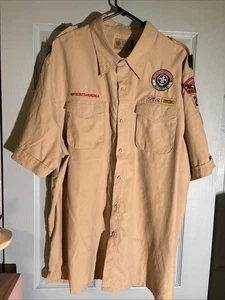 Camisa para hombre Boy Scouts of America BSA bronceada X-grande parches cosidos manga corta - Imagen 1 de 7
