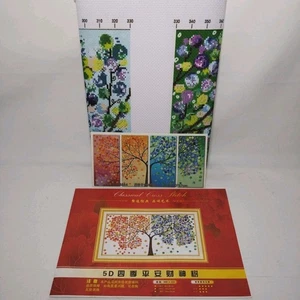 4 Estaciones Árbol Punto de Cruz Impreso 14 Unidades Aida Diseño Grande Sin Hilos Etc - Imagen 1 de 4