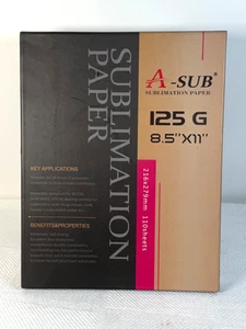 Papel de sublimación A-SUB 125 g 8,5 x 11 110 hojas para impresoras de inyección de tinta transferencia de calor - Imagen 1 de 2
