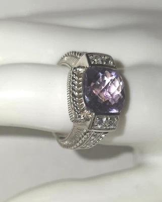 Judith Ripka Amethyst and Diamonique sterling Silver ring size 10 - Image 1 of 4