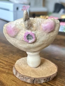 Whimsical Handmade Face w/ butterfly on nose trinket dish/bowl. 4 1/4” X 5”. - Picture 1 of 7