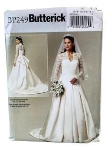 Butterick BP249 Wedding Dress Pattern Size 6-14 Vintage Bridal Gown - Picture 1 of 2