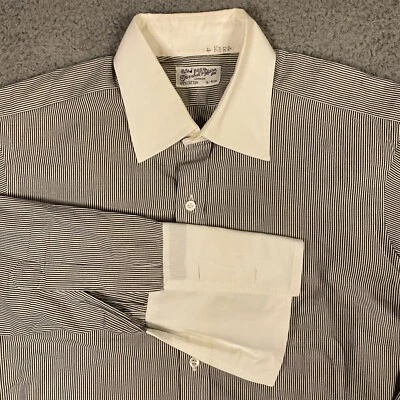 Turnbull & Asser Dress Shirt size 16 41 Striped Gray White French Cuff England - Image 1 of 4