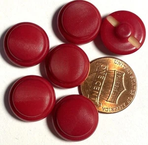 Set of 6 Vintage NOS Domed Red Plastic Shank Buttons Almost 5/8" 15mm 14853 - Picture 1 of 2
