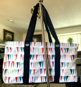 Thirty One Colorful Fun Flags Large Utility Storage Tote Travel - Picture 1 of 6